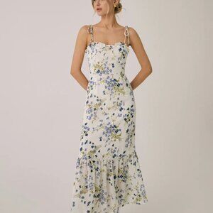 Ruffle Floral Print Cami Long Dress Size Small